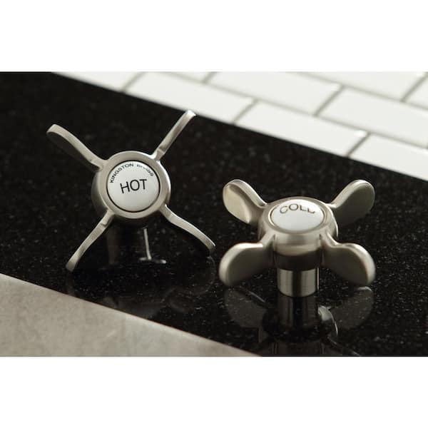 Victorian French Cross 2-Handle Standard Kitchen Faucet with Side Sprayer in Brushed Nickel