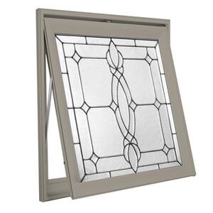 27.25 in. x 27.25 in. Decorative Glass Spring Flower Nickel Caming Driftwood Awning Vinyl Window