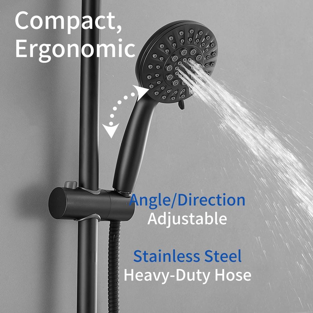 Matte Black Wall Mounted Dual Shower Head with Stainless Steel Hose