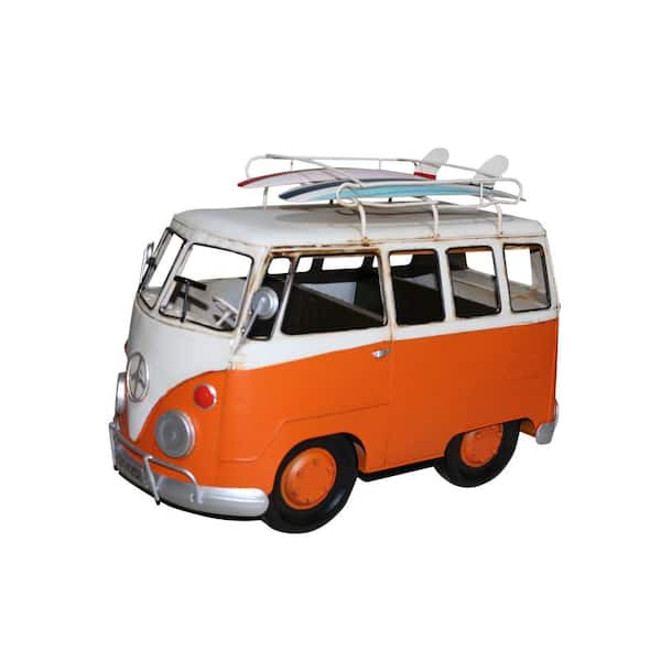 PETERSON ARTWARES Orange 20 x 10.5 x 14 in. Vintage VW Bus Metal Model