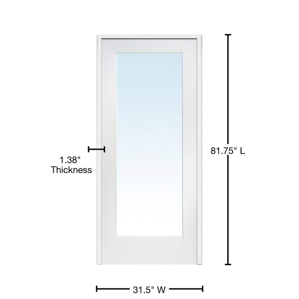 Primed White MDF 1 Lite Clear Glass Right-Hand Prehung Interior Door