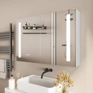 36 in. W x 24 in. H Rectangular Silver Surface Mount Double Door Bathroom Medicine Cabinet with Mirror Dimmable Anti-Fog