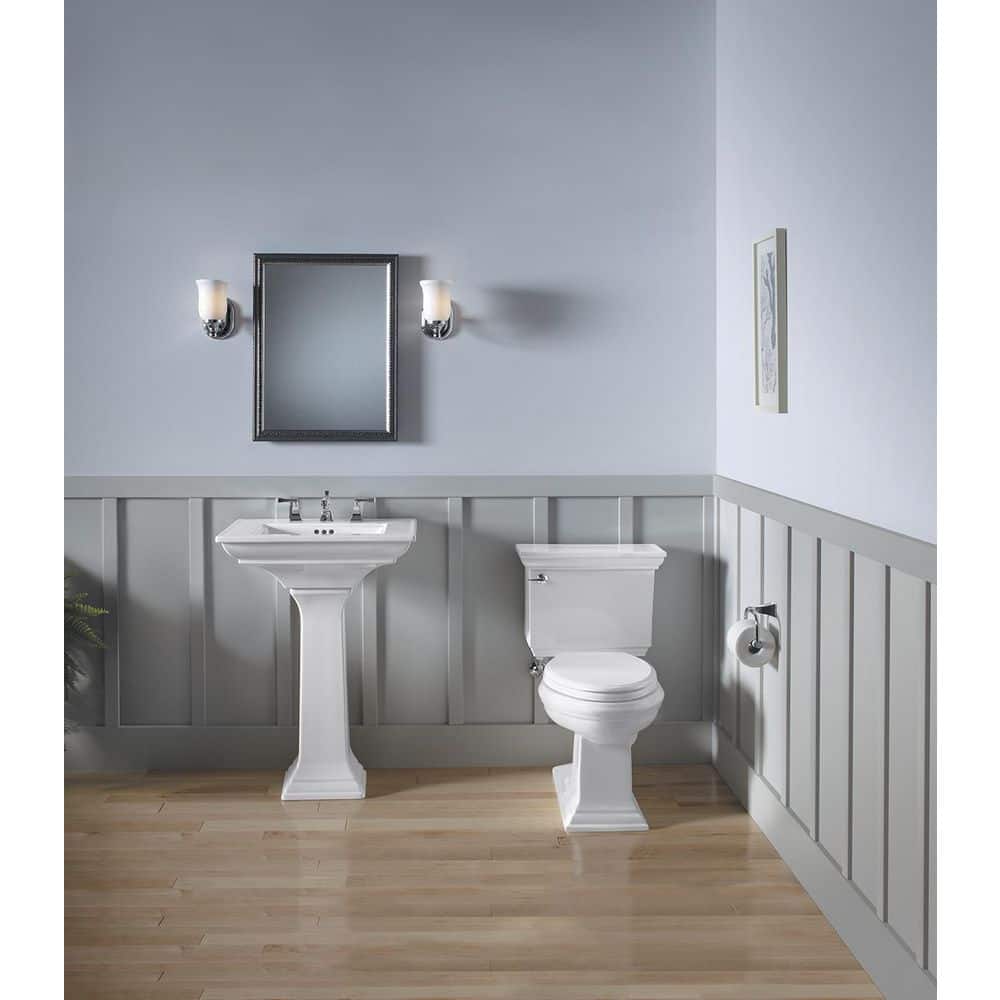 White Ceramic Pedestal Bathroom Sink with Faucet Holes