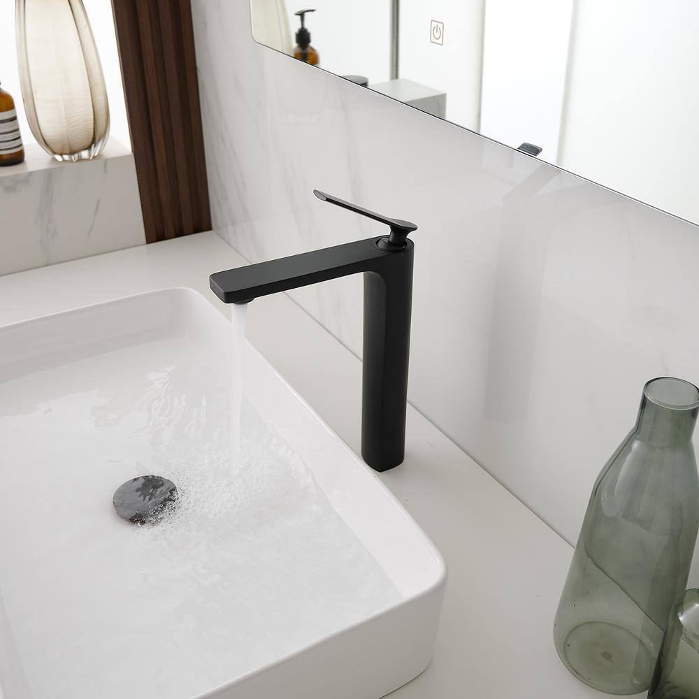 Matte Black Tall Single Handle Vessel Sink Faucet