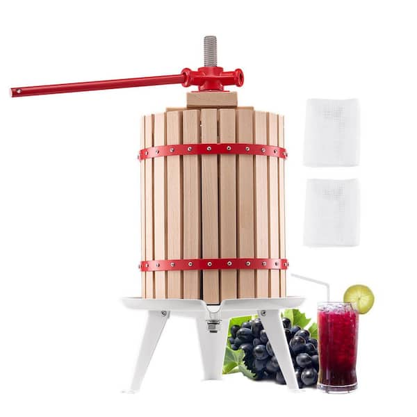 4.75 Gal. Fruit Wine Press, Solid Wood Basket with 8 Blocks, Cider Apple Grape Tincture Honey Olive Oil Making Press