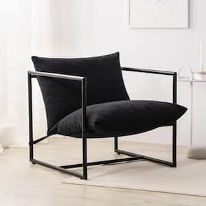 Ashton Black Metal and Upholstered Sling Accent Chair
