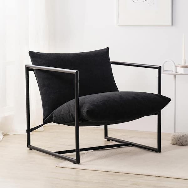 Zinus Ashton Black Metal and Upholstered Sling Accent Chair