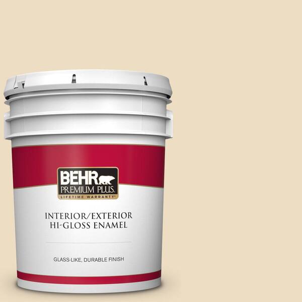 BEHR PREMIUM PLUS 5 gal. #ECC-23-1 Golden Haystack Hi-Gloss Enamel Interior/Exterior Paint