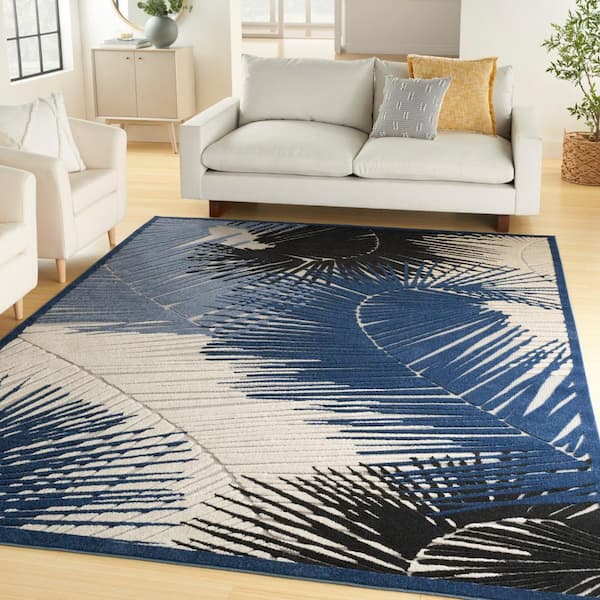Aloha Navy 10 ft. x 13 ft. Nature-inspired Contemporary Area Rug