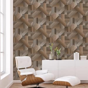 TexStyle Collection Shades of Brown Geometric Shape Shifter Metallic Non-Pasted Non-Woven Paper Wallpaper Roll