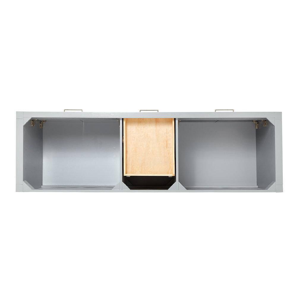 Grey Double Freestanding Vanity with White Marble Top