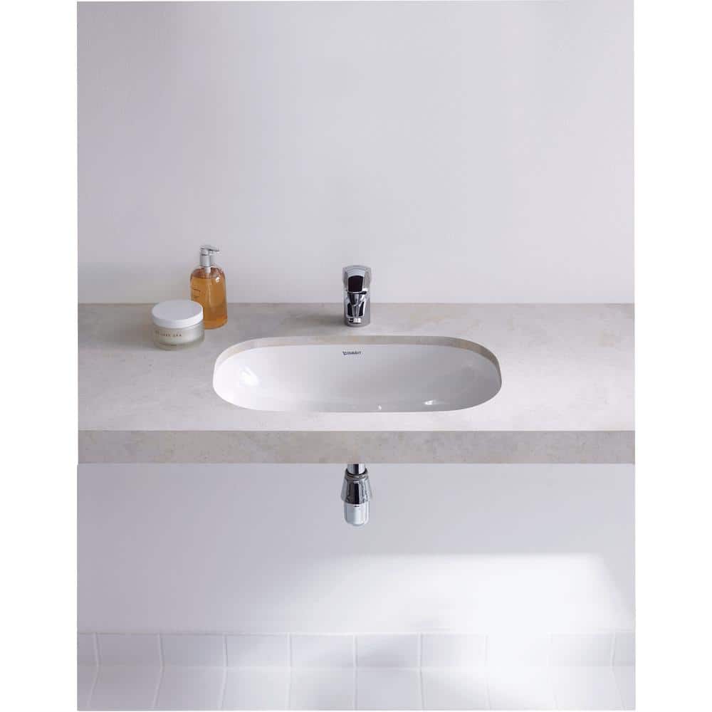 Elegant D-Code White Ceramic Oval Undermount Bathroom Sink