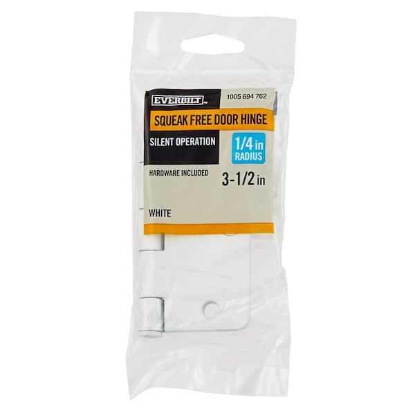 3-1/2 in. x 1/4 in. Radius White Squeak-Free Door Hinge