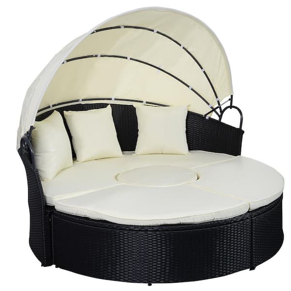 Round Outdoor Lounge Chair With Canopy, Round Patio Lounge Chair