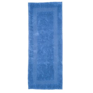 Blue 2 ft. x 5 ft. Cotton Reversible Extra Long Bath Rug Runner