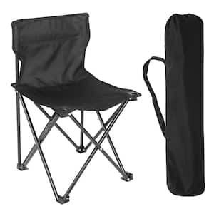 Oxford Cloth Patio Chair Portable Folding Camping Chair in Black