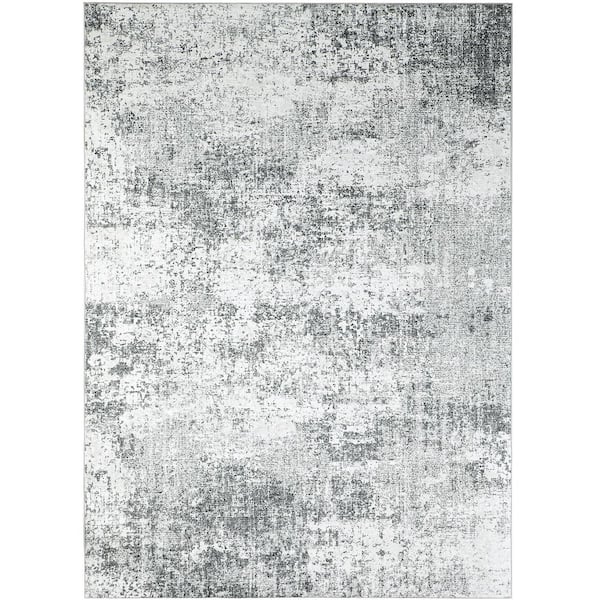 Mist Gray 2 ft. x 3 ft. Modern Abstract Area Rug