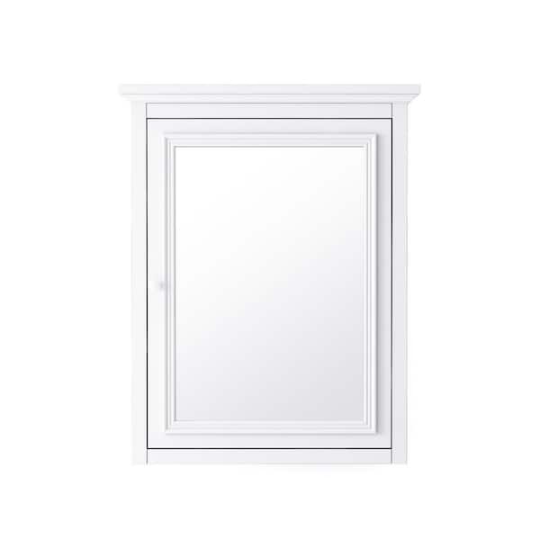 Fremont 24 in. W x 30 in. H White Rectangular Wood Framed Medicine Cabinet with Mirror