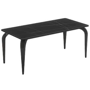 Moronia 63 in. Luxury Black Sintered Stone 4-Legs Dining Table for 6-People
