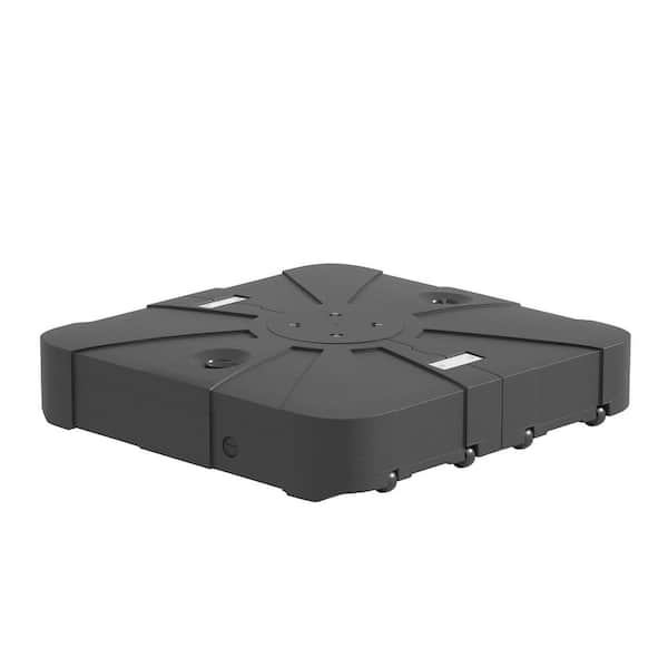 Fillable 350 lb. HDPE Cantilever Patio Umbrella Base in Black with Wheels and Cross Base