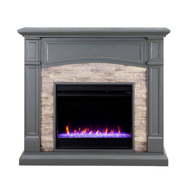 Southern Enterprises Ernesto Color Changing 46 in. Electric Fireplace in Gray