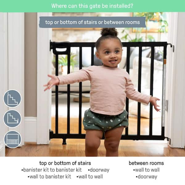 The Doorway 48W Series Pet and Baby Gate, Pressure or Hardware Mounted Auto Close Door Black, 36 in. Tall