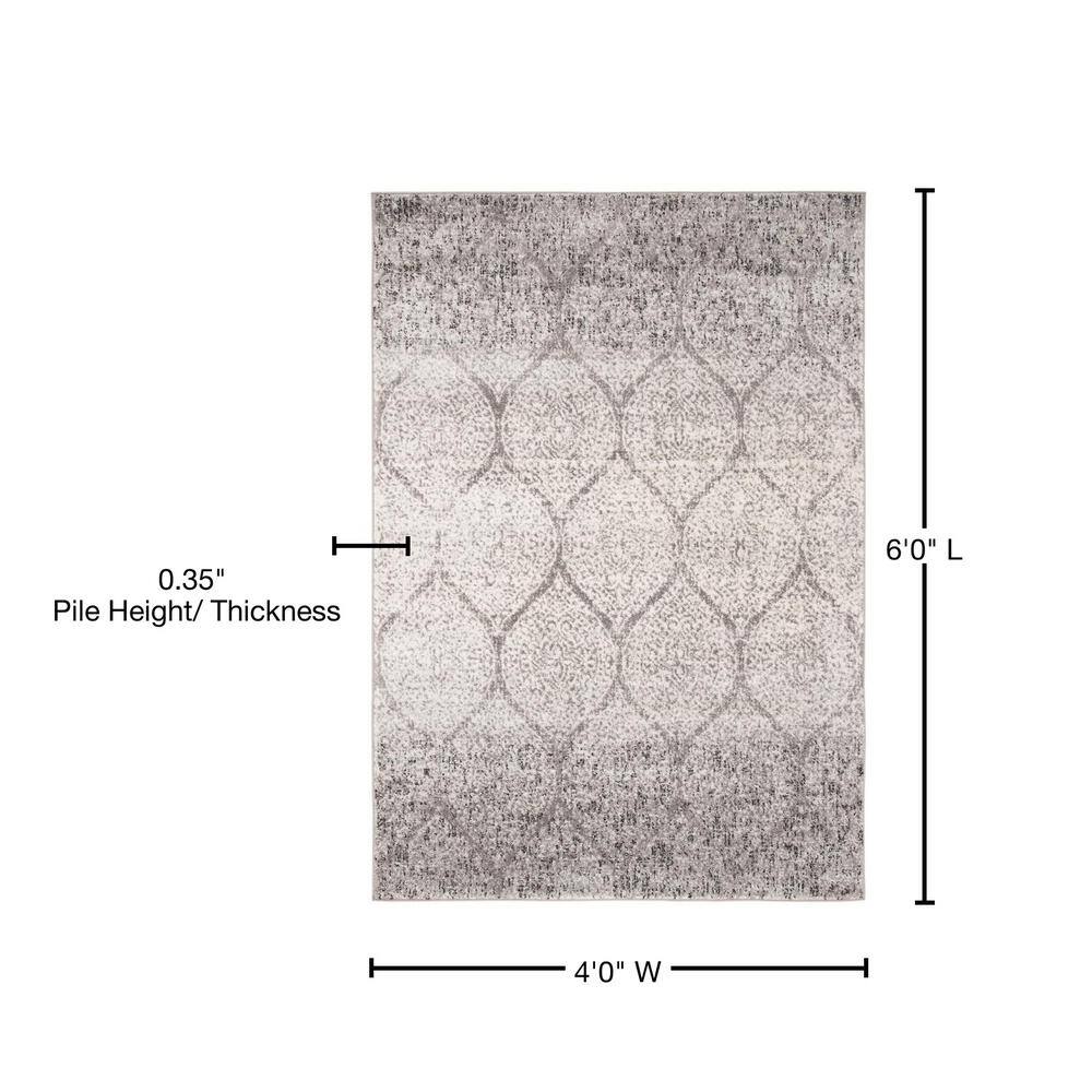 Elegant Gray & Ivory Synthetic 4' x 6' Hand-Knotted Area Rug