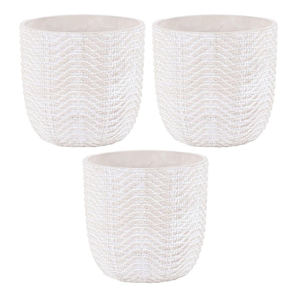 Unbranded 6.5 in. Ceramic Plant Pots with Drainage Holes, Ocean Waves (3 -Pack)