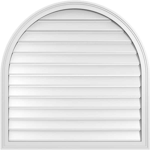Ekena Millwork 38" x 38" Round Top Surface Mount PVC Gable Vent: Functional with Brickmould Frame