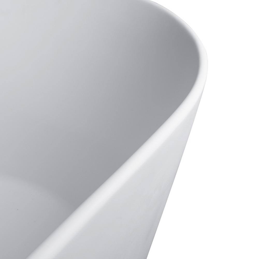 67'' Matte White Solid Surface Freestanding Soaking Bathtub