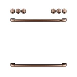 Front Control Gas Range Handle and Knobs Kit in Brushed Copper