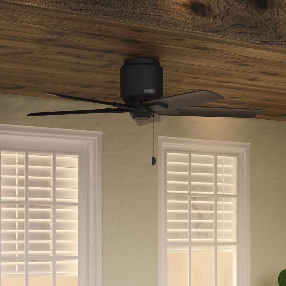 Terrace Cove Matte Black 44" Low Profile Ceiling Fan with 5 Blades