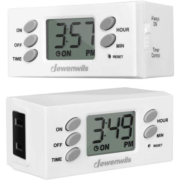 DEWENWILS 24-Hour Indoor Electrical Outlet Timer, Digital Chronologic Light Timer for Christmas Decor, Lamp, Fan, Aquarium, 2-Pack