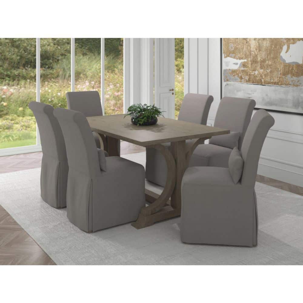 38 in.H Gray Finish High Solid Back Armless Dining Chair with Polyester Seat Material price history on PriceWatchPro