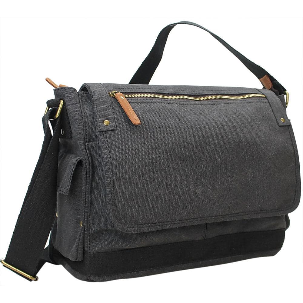 RAVUO Messenger Bag for Men,Water Resistant Canvas Satchel 14 15.6 17 Inch  Laptop Briefcases Business Shoulder Bag