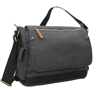 15 in. Casual Style Canvas Laptop Messenger Bag with 15 in. Laptop Compartment. Gray