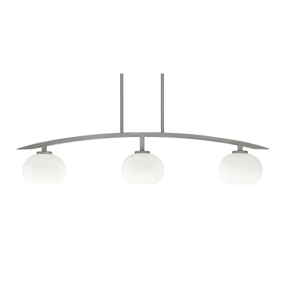 Siena 41.25 in. 3-Light Graphite Chandelier with 7 in. White Muslin Glass S