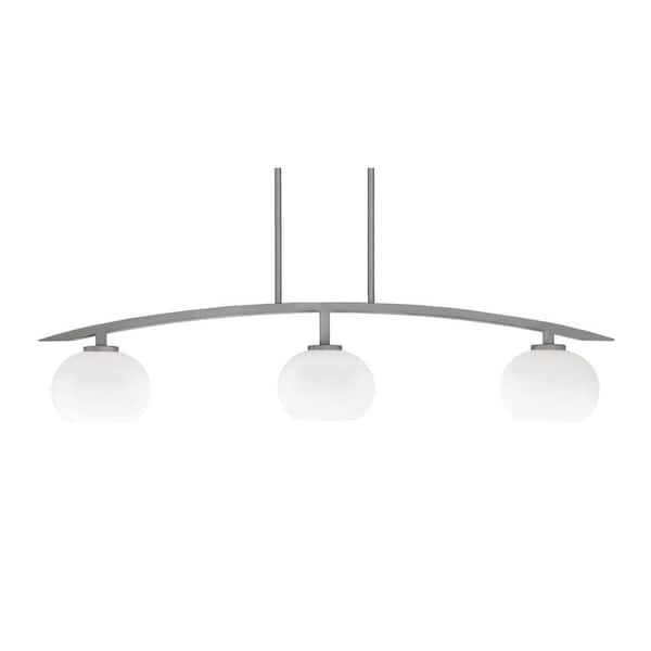 Unbranded Siena 41.25 in. 3-Light Graphite Chandelier with 7 in. White Muslin Glass Shades, no bulbs included