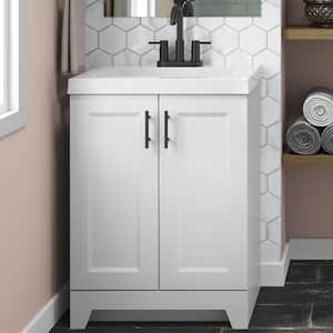 Brindle 24.5 in. W x 16.25 in. D x 33.8 in. H Single Sink Bath Vanity in White with White Cultured Marble Top