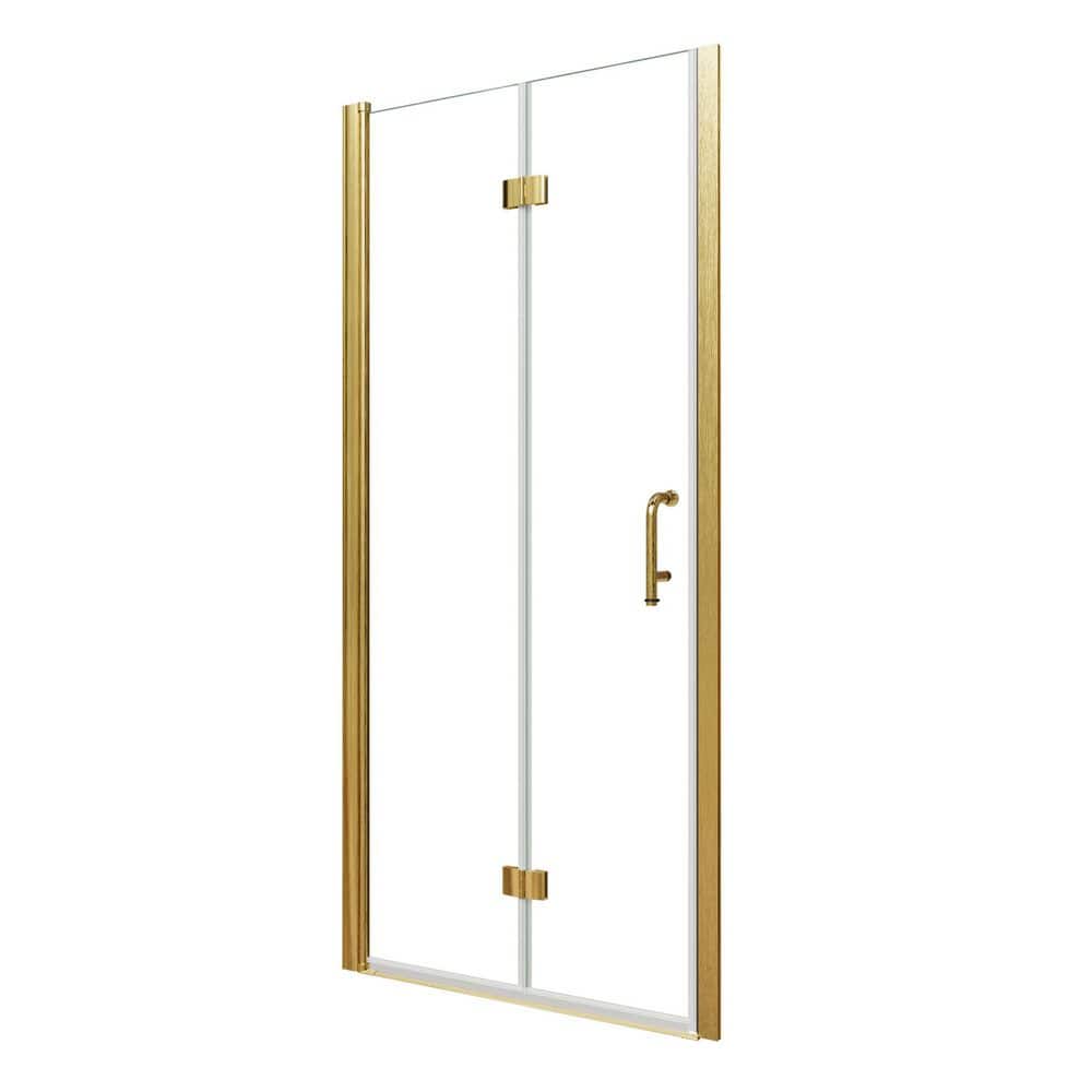 34-36 in. W x 72 in. H Bi-Fold Semi-Frameless Shower Door in Brushed Gold with 6mm Clear Glass,Easy to Install price history on PriceWatchPro
