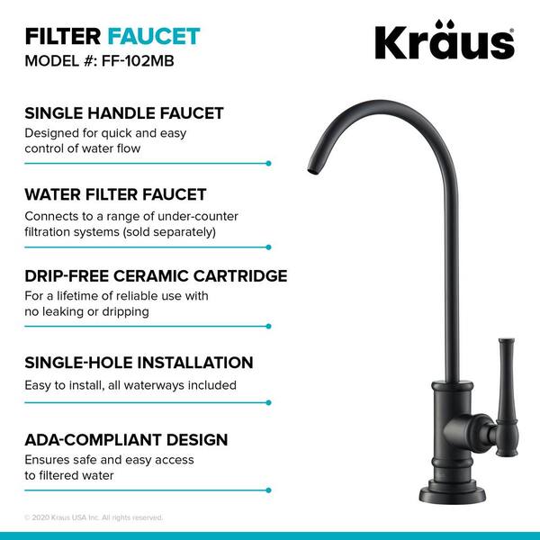 Kraus Allyn Filter-Wasserhahn – 100% Bleifreier Edelstahl-Auslauf Für Gefiltertes Trinkwasser