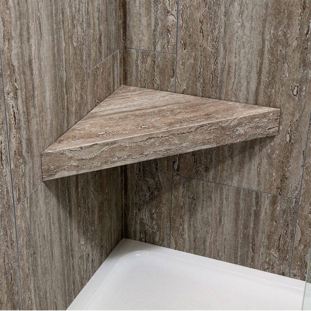 Grecian Earth Vinyl Waterproof Corner Shower Bench