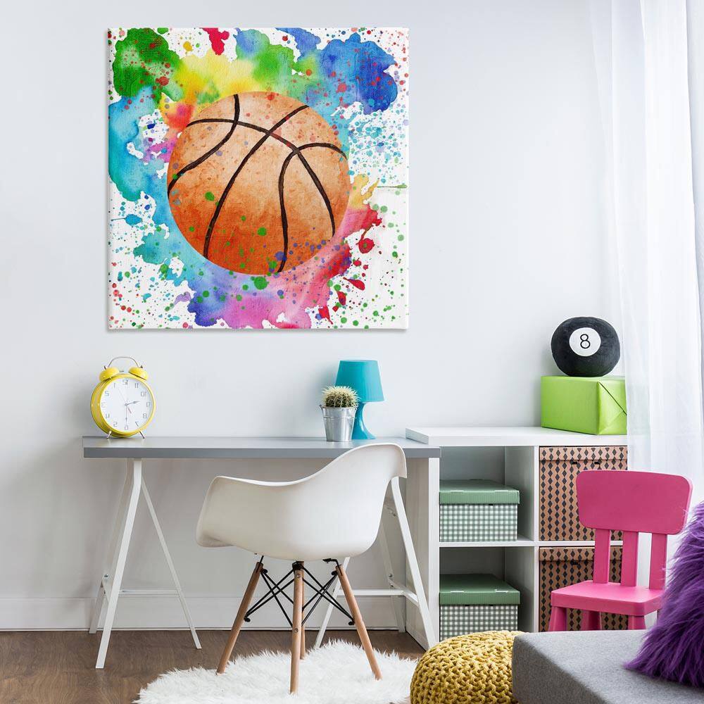 Basketball with Bright Splash by Kim Allen Unframed Sports Graphic Art Print 36 in. x 36 in. price history on PriceWatchPro