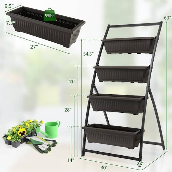 Famous Brand Vertical Raised Garden Bed – 5-Tier Elevated Planter Boxes With Iron Frame (Brown, Large)