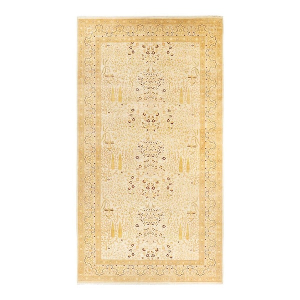 Mogul Ivory 8 ft. x 10 ft. Oriental Wool Indoor Area Rug