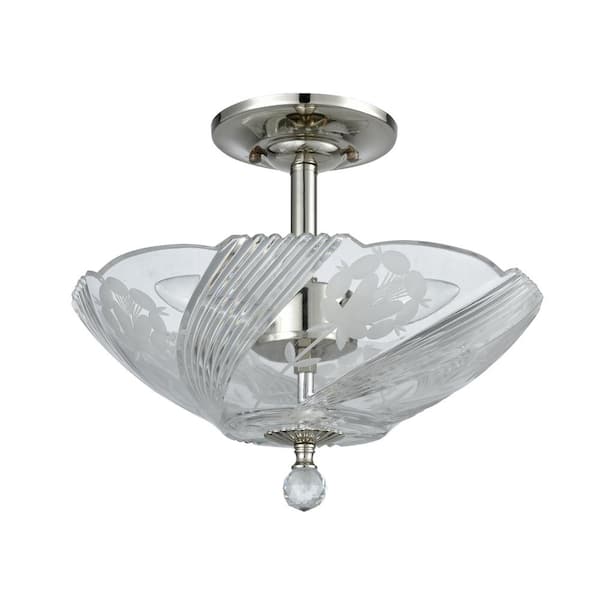 Dale Tiffany Grove Park 10 in. Polished Chrome Flush Mount/Semi Flush Mount with Solid Crystal Shade