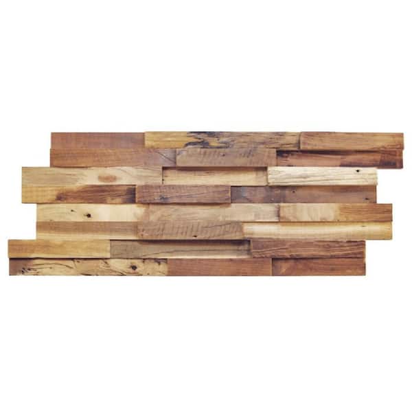 .083 ft. x 0.5 ft. x 1.5 ft. Beige Natural Wood Reclaimed Solid Teak 3D Decorative Wall Panel Sample