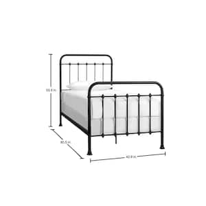 Dorley Farmhouse Black Metal Twin Standard Bed (42.91 in. W x 53.54 in. H)