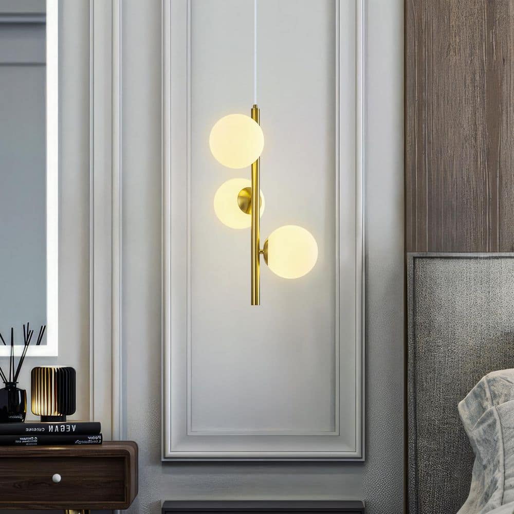 Home Lighting 40-Watt 3-Light 4.72 in. Modern Gold Glass Ball Chandelier, for Kitchen Islands, Bedrooms and Dining Rooms price history on PriceWatchPro
