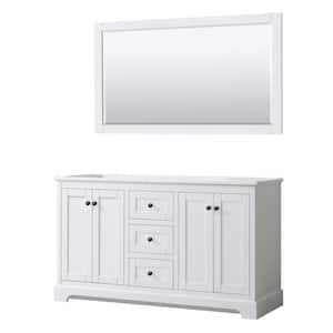 Avery 59.25 in. W x 21.75 in. D x 34.25 in. H Double Bath Vanity Cabinet without Top in White with 58 in. Mirror